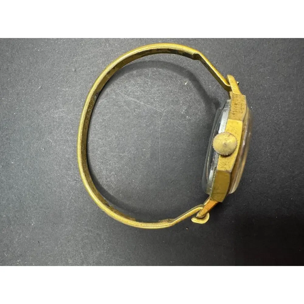 Chalet Shockresistant Swiss Made Diamond Tooled Watch Gold Tone Bangle Band